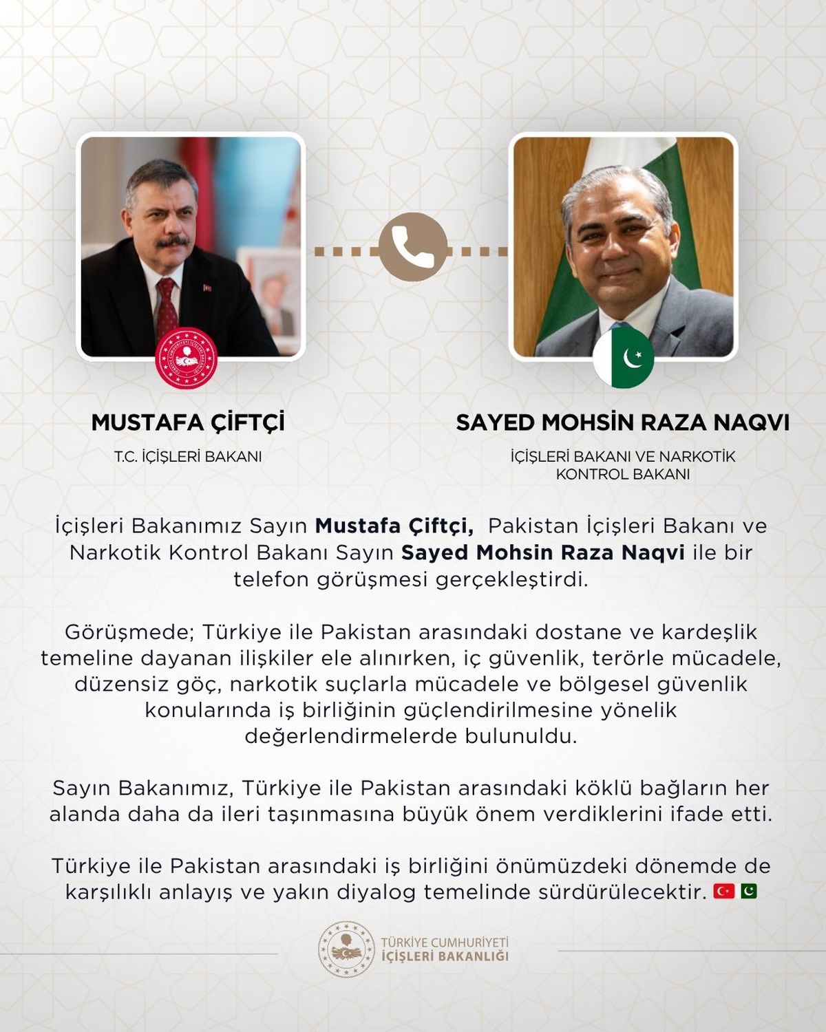 Türkiye-Pakistan İç Güvenlik Görüşmesi