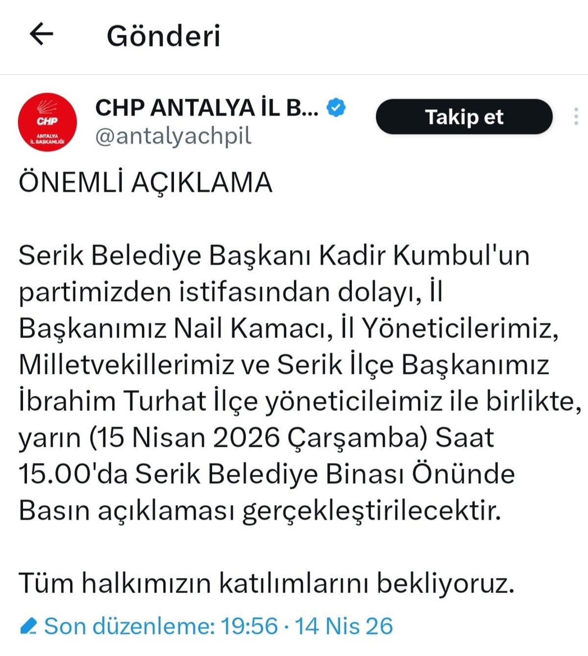 CHP\'de İstifa Şoku