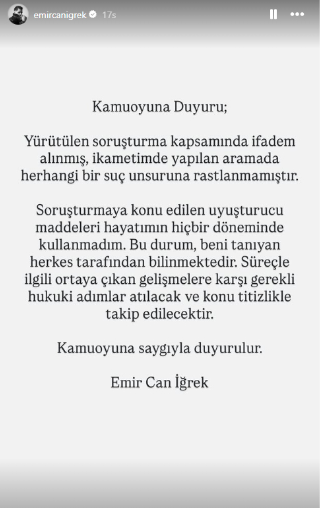 Test sonucu pozitif çıkan Emir Can İğrek’ten ilk sözler