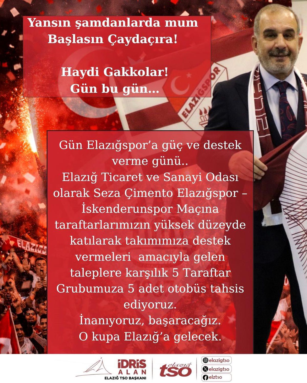 Elazığspor Taraftarına Otobüs Desteği