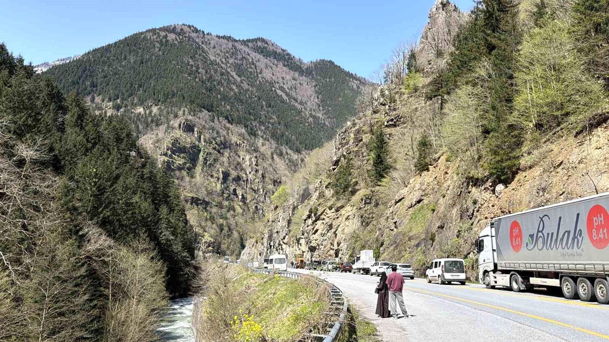 Uzungöl Yolu\'nda Kaya Düşmesi