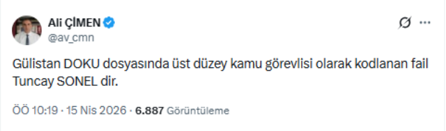 Gülistan Doku'nun avukatı: Dosyadaki üst düzey kamu görevlisi...