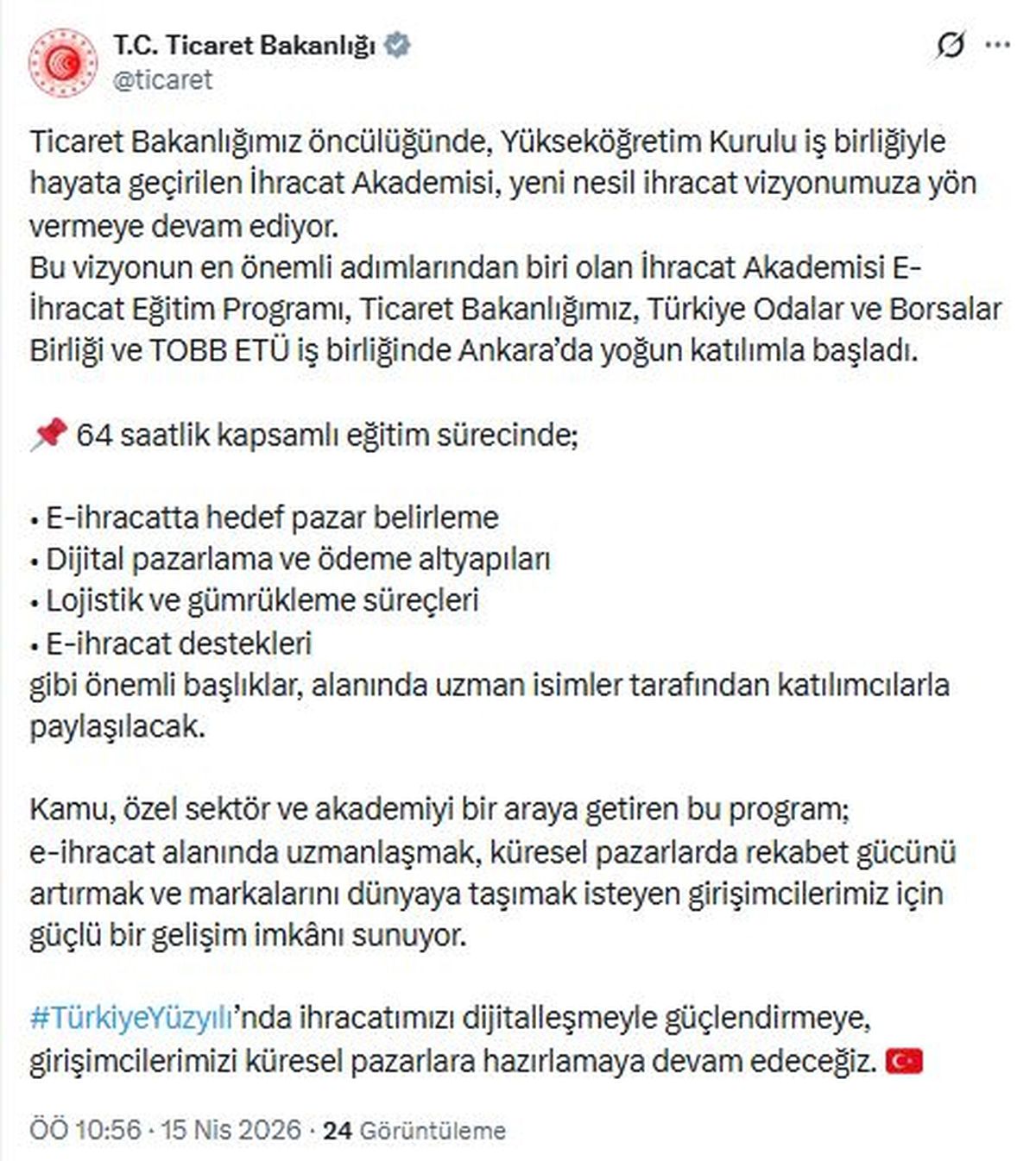 E-İhracat Eğitim Programı Başladı