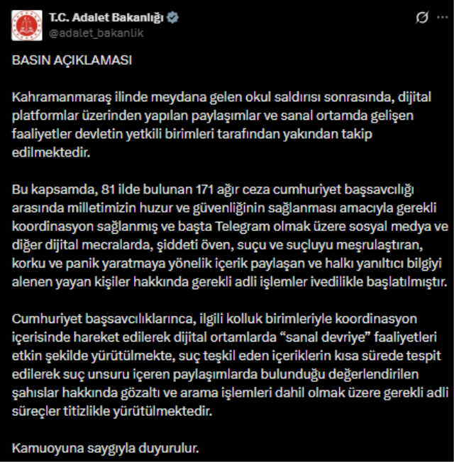 Kahramanmaraş'taki saldırının ardından provokatörlerden korkunç paylaşımlar! 591 hesap hakkında inceleme