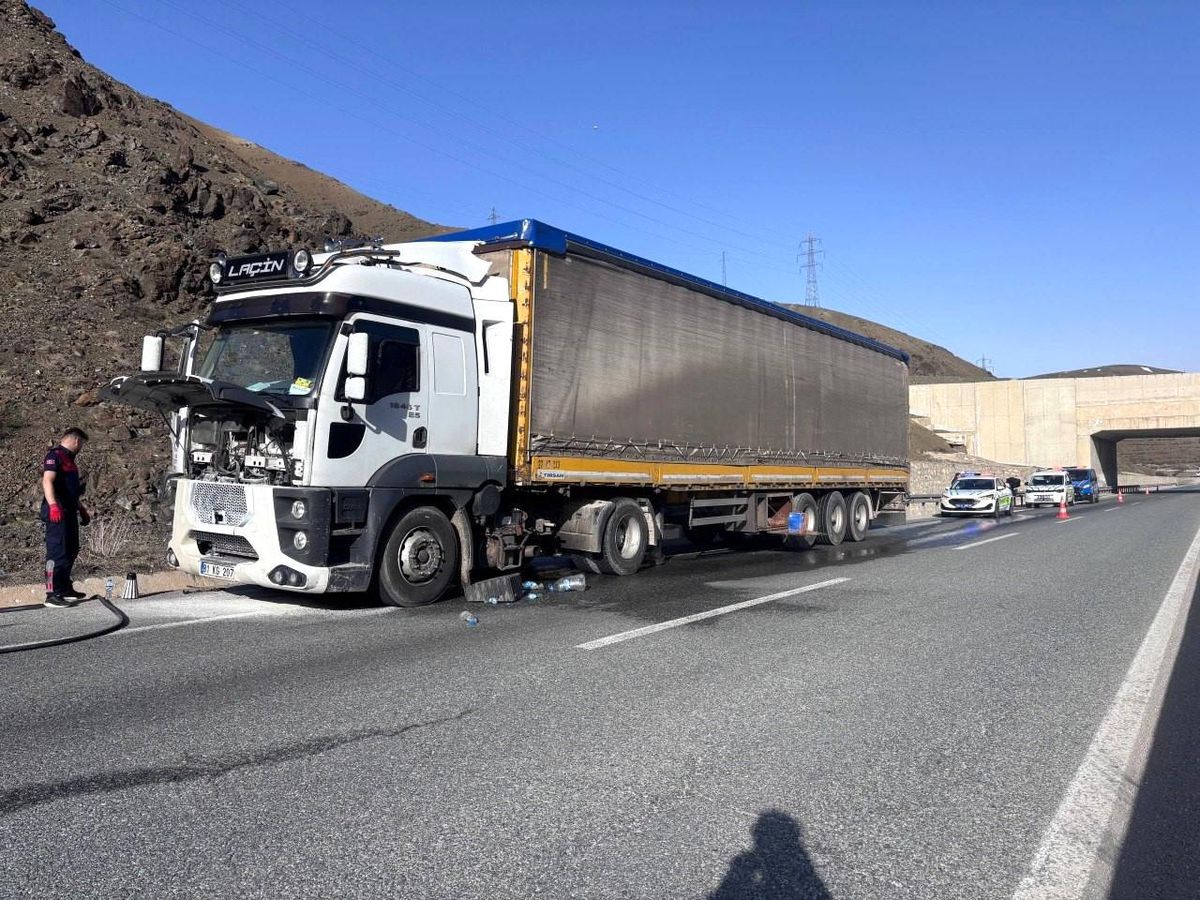 Erzincan-Sivas Karayolunda Tır Yangını