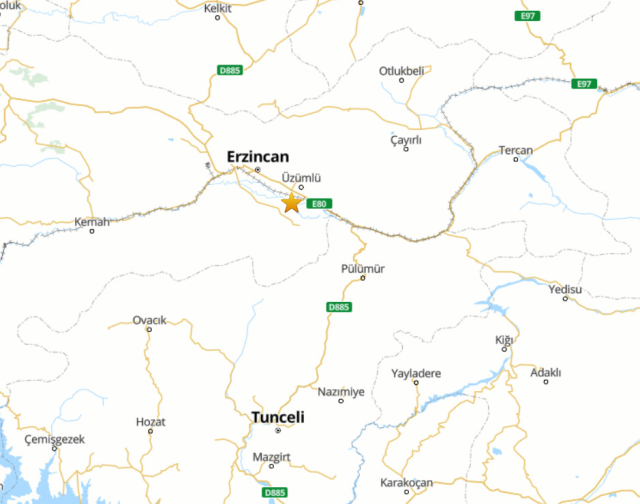Erzincan'da 4.1 büyüklüğünde deprem