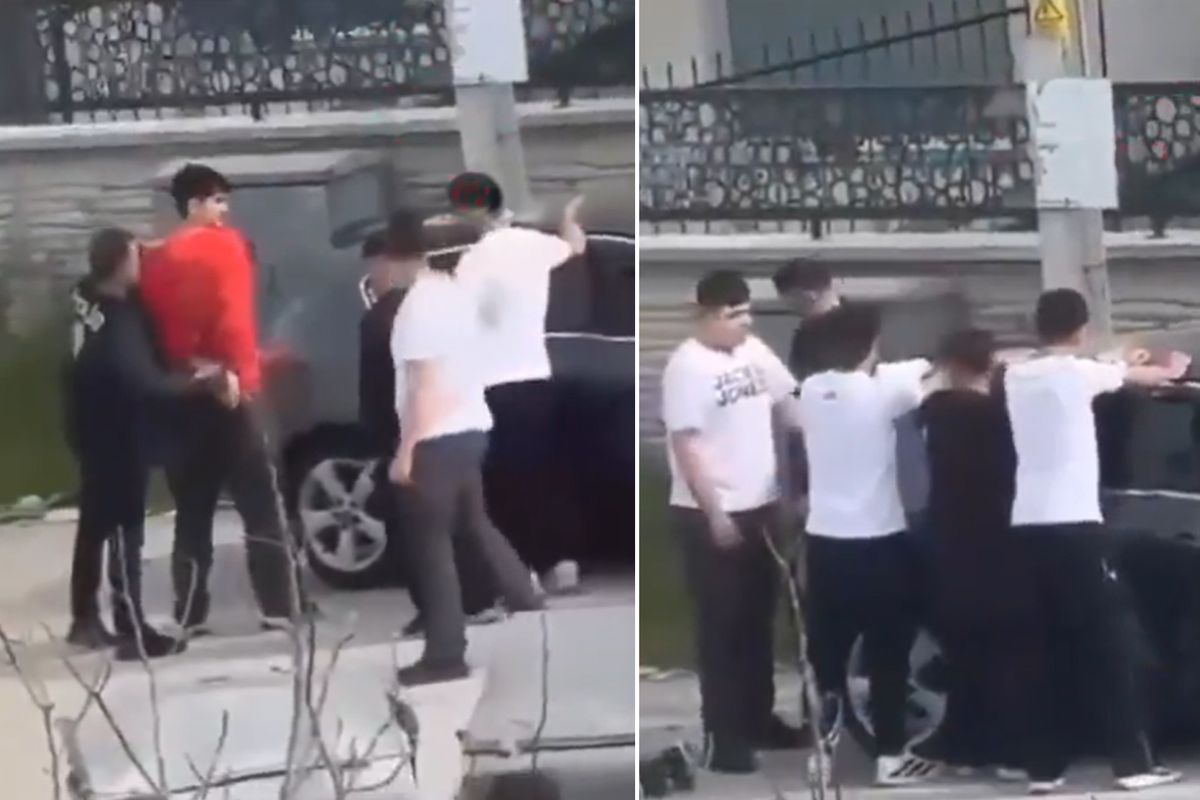 Okula bıçakla girmeye çalışırken polis tarafından böyle yakalandı