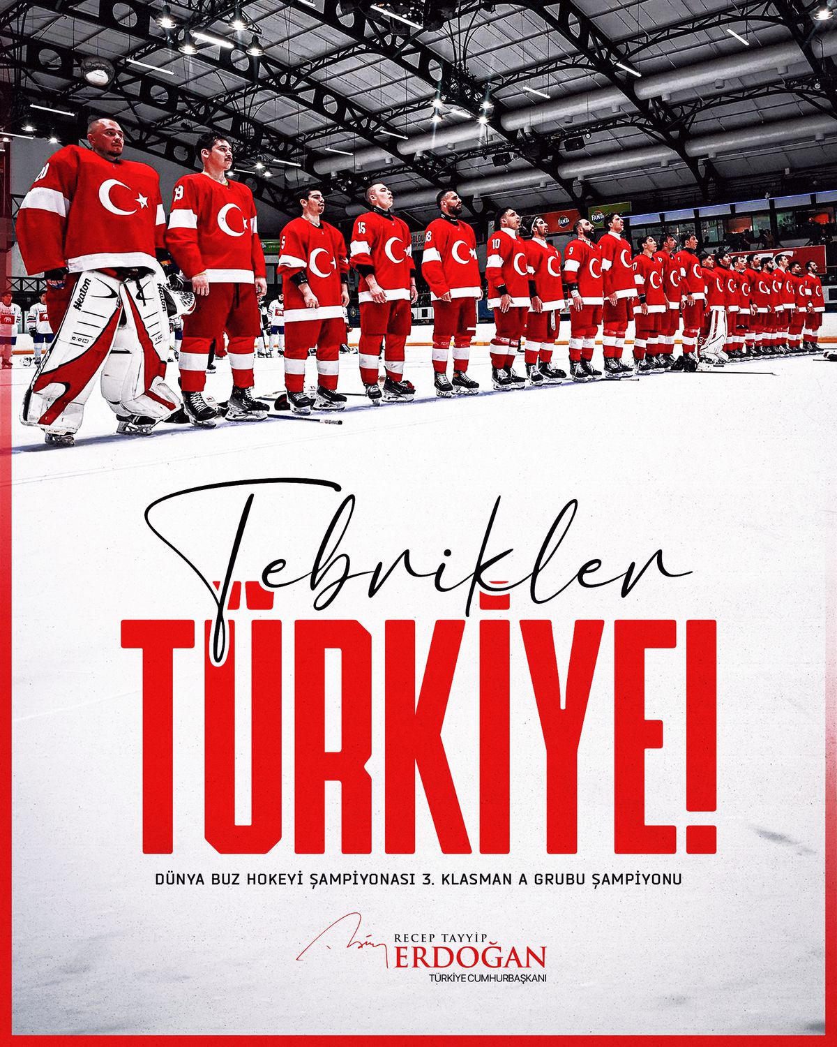 Cumhurbaşkanı Erdoğan\'dan Buz Hokeyi Erkekler A Milli Takımı\'na tebrik mesajı