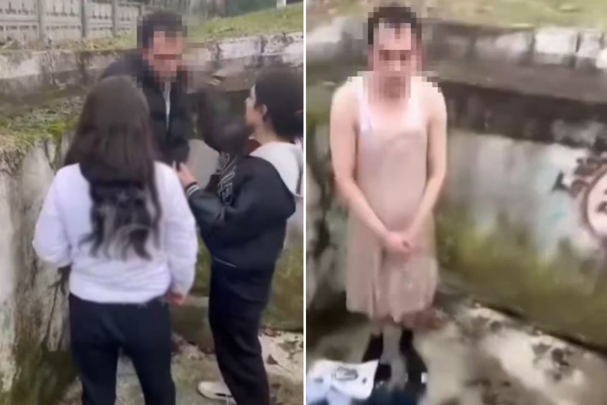 Genç kızı taciz eden adamı darbedip kadın kıyafeti giydirdiler