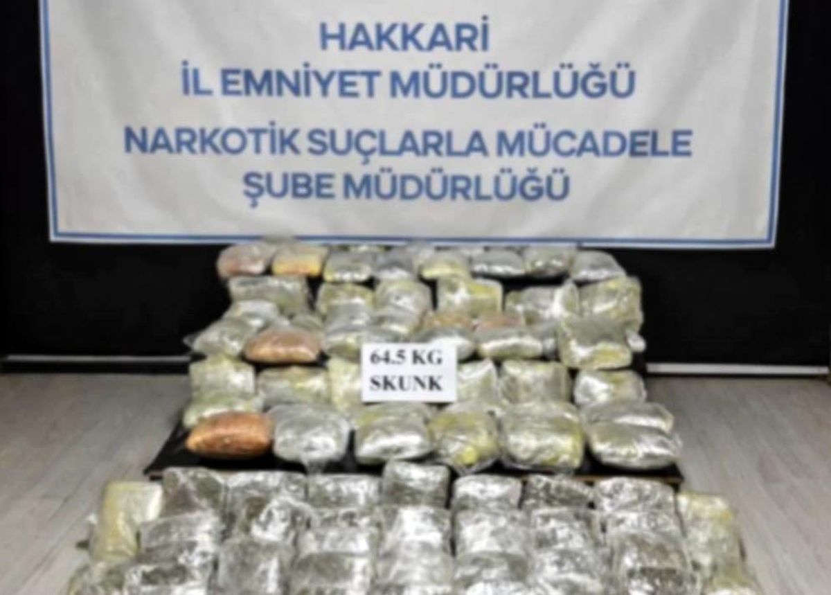 Hakkari\'de 64,5 kg Skunk Ele Geçirildi