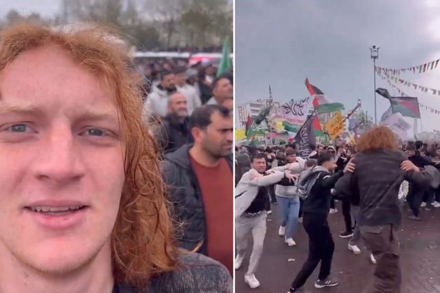 Amerikalı influencer Diyarbakır'da protestonun ortasında kaldı