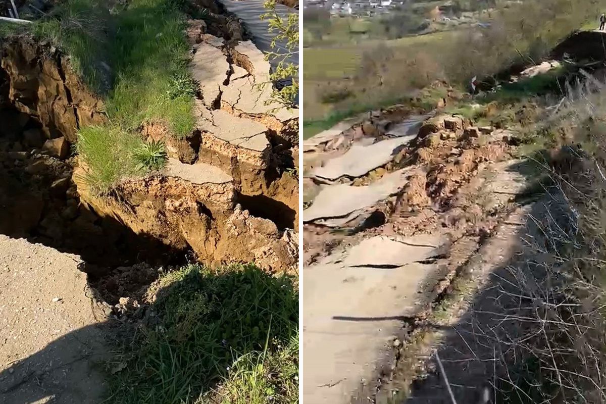 Bursa\'da heyelan: Kırsal mahalleleri bağlayan yol ulaşıma kapandı