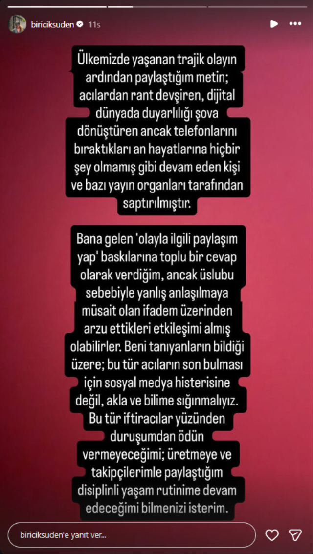 Biricik Suden tepki çeken okul saldırısı sözleri sonrası ilk kez konuştu