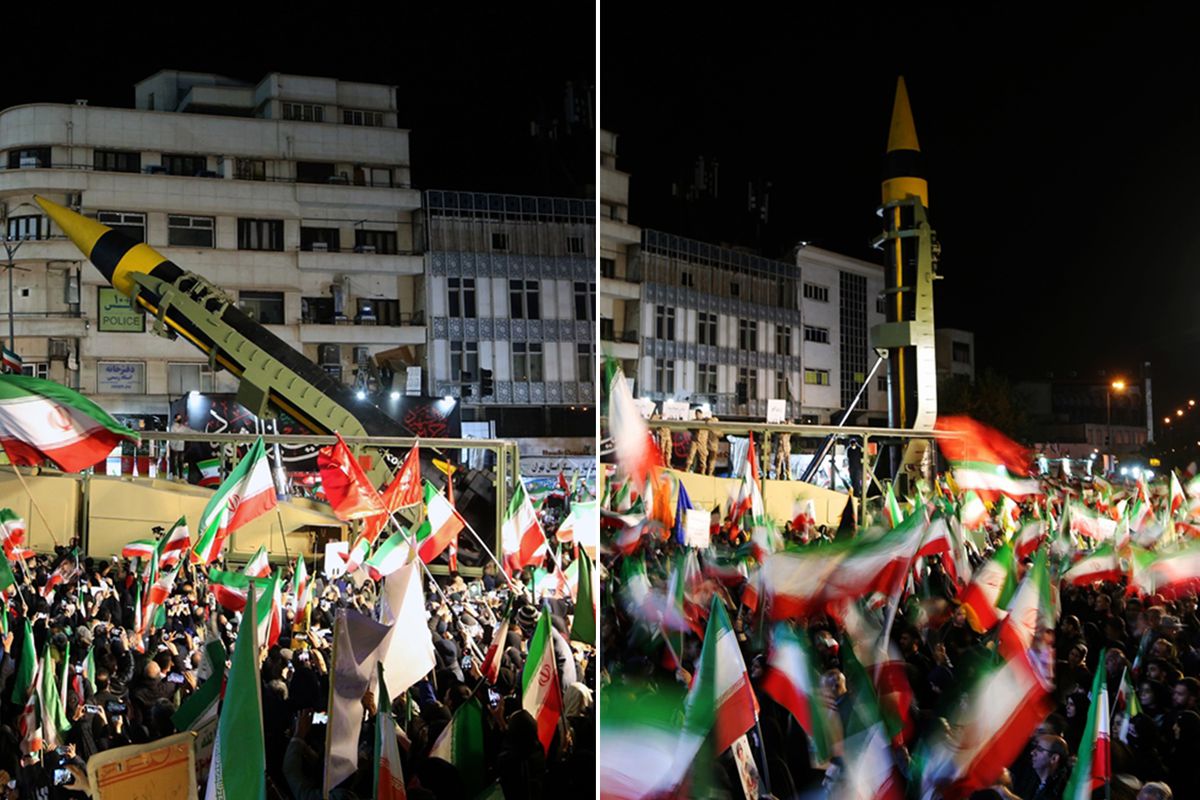 İran füzeleri meydana indirdi! Tahran\'dan dikkat çeken görüntüler