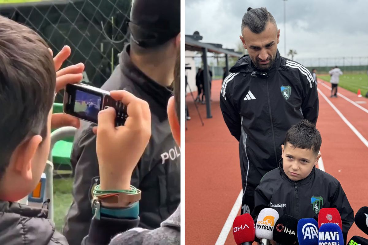 Serdar Dursun\'un attığı golü tuşlu cep telefonuyla kaydeden minik taraftara unutamayacağı hediye