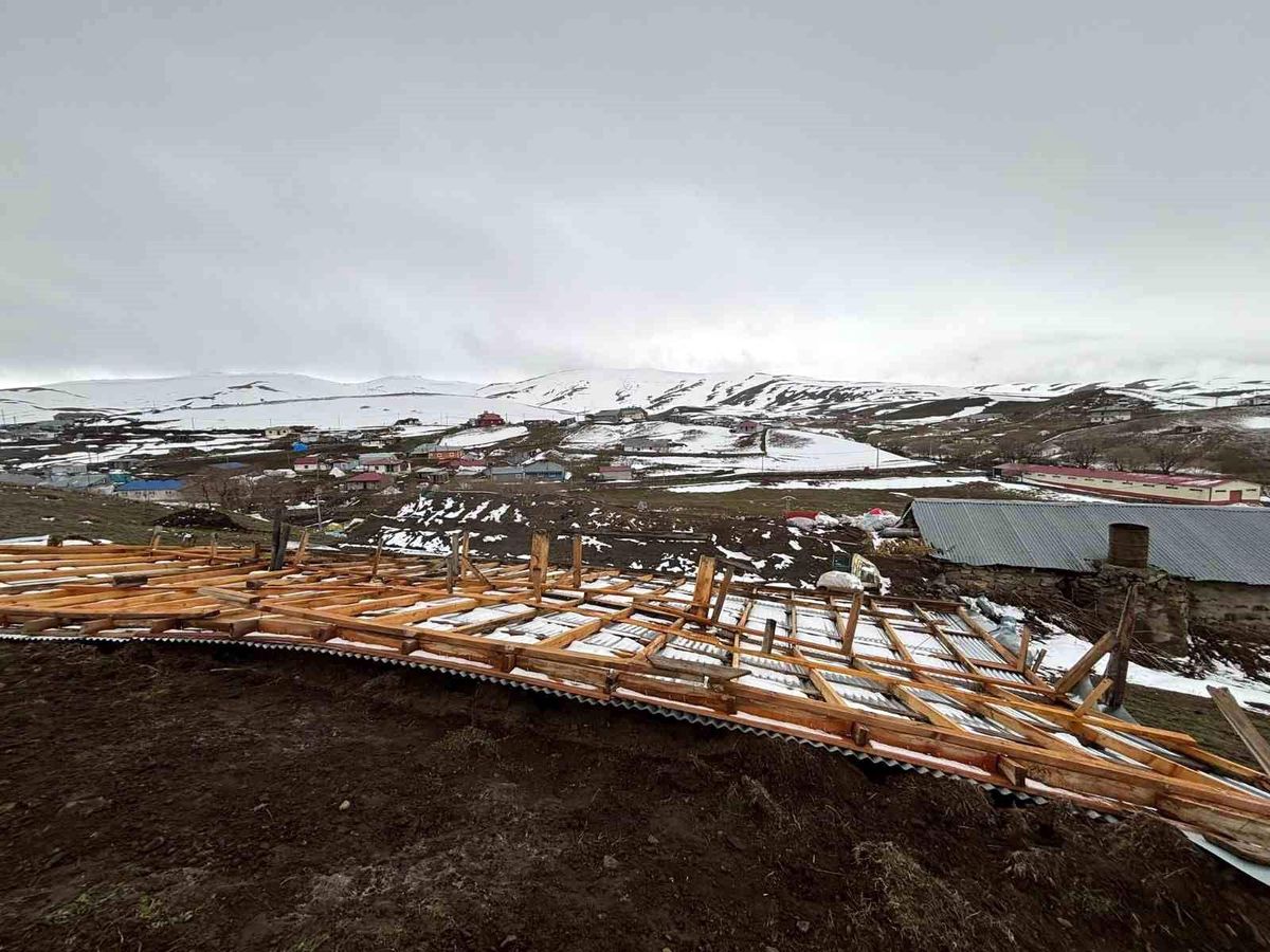 Ardahan\'da şiddetli rüzgar çatıları uçurdu