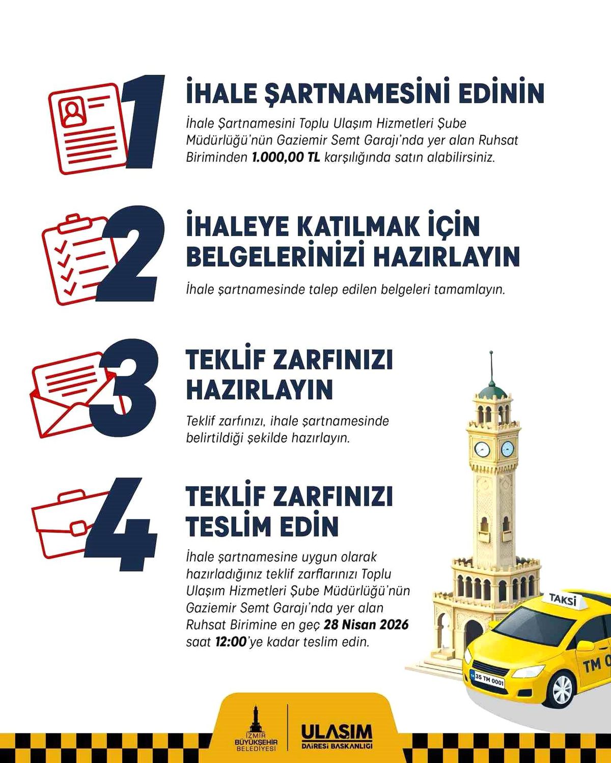 İzmir\'de 11 ilçeye 100 taksi plakası için ihale başvuruları devam ediyor