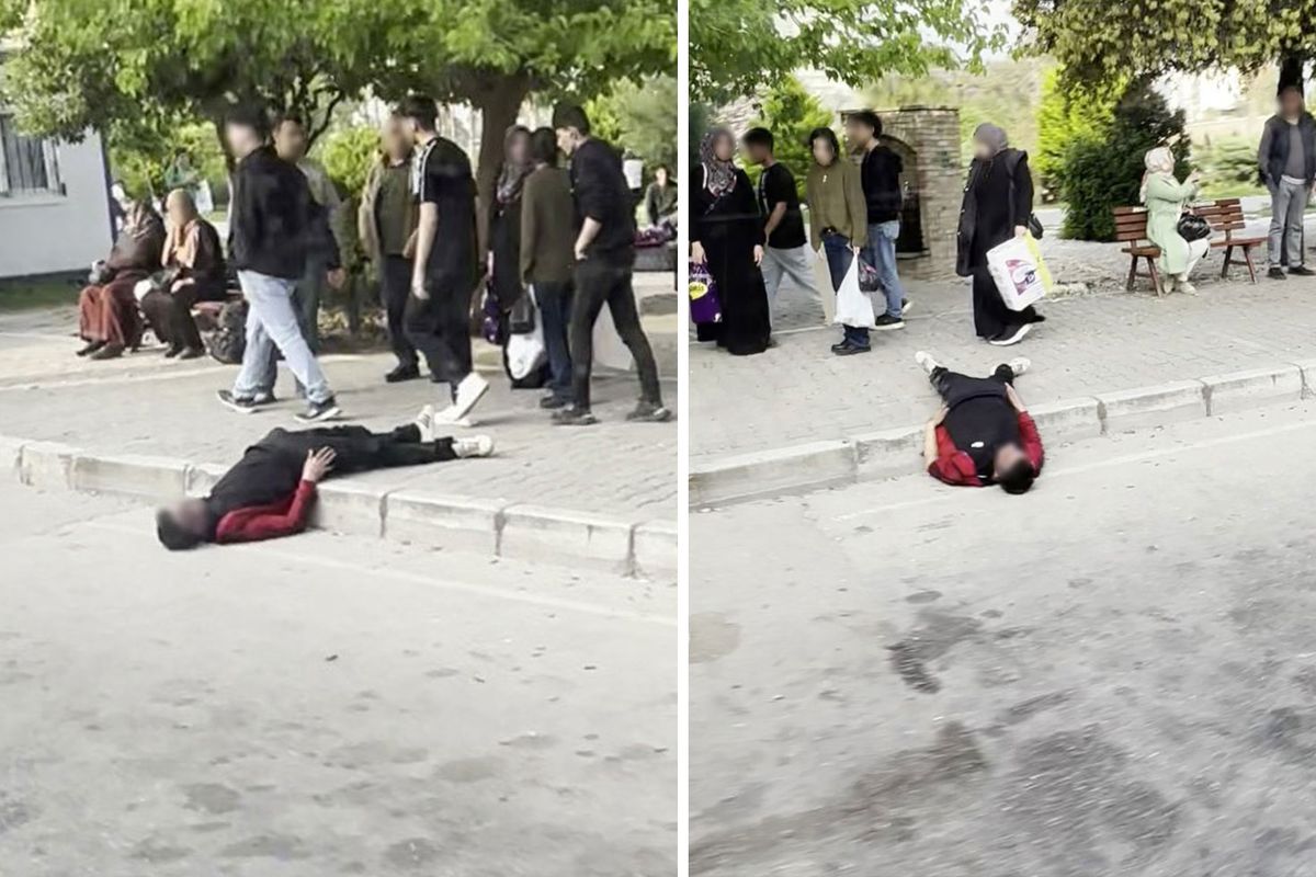 Uyuşturucu bağımlısı durak yanında uyuyakaldı