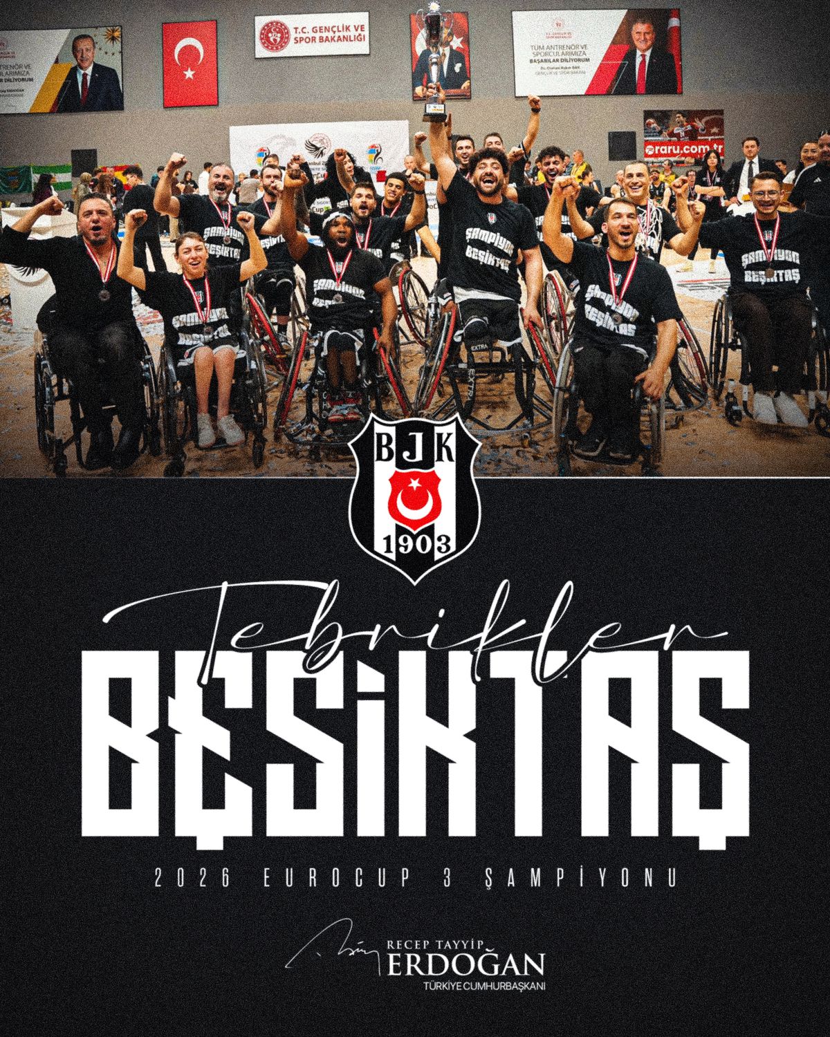 Cumhurbaşkanı Erdoğan\'dan Beşiktaş\'a tebrik mesajı