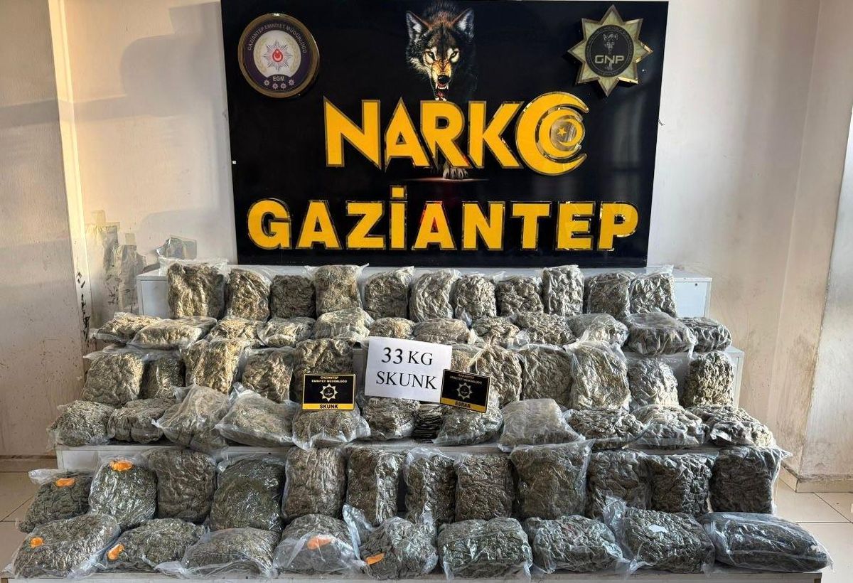 Gaziantep\'te Uyuşturucu Operasyonu: 33 Kilo Skunk Ele Geçirildi