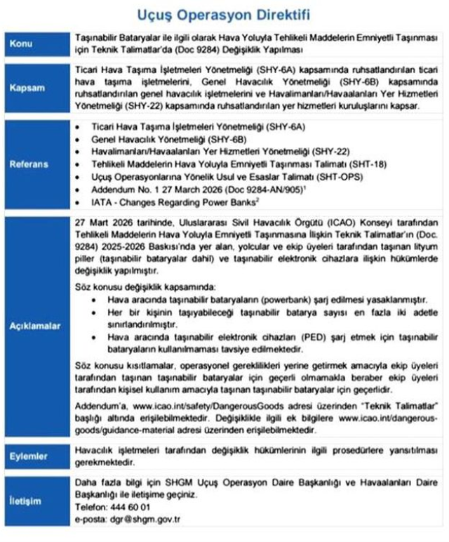 Uçaklarda powerbank şarj edilmesi resmen yasaklandı