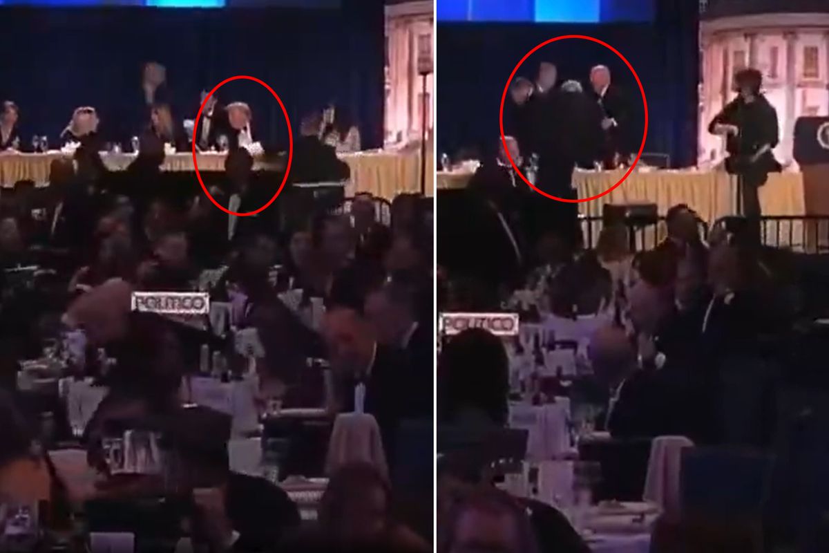 Yemekteki saldırının görüntüleri ortaya çıktı! Trump’ı apar topar salondan çıkardılar