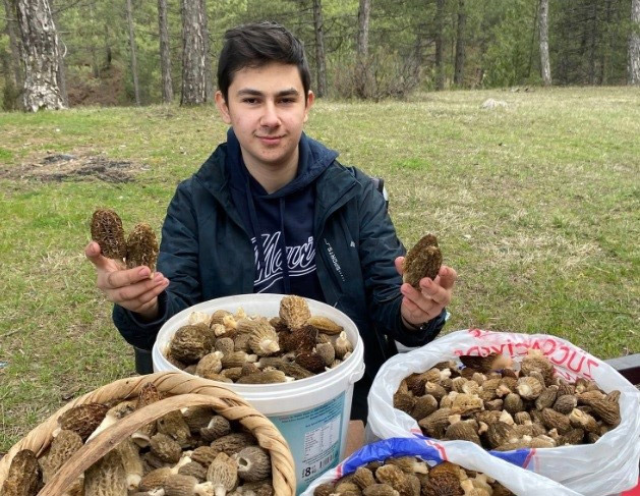 Baba ve oğlunun yüzünü güldüren mantar avı