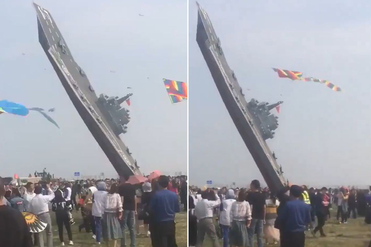 Çin\'de tuhaf görüntü! Uçak gemisine benzeyen kağıttan uçak yaptılar