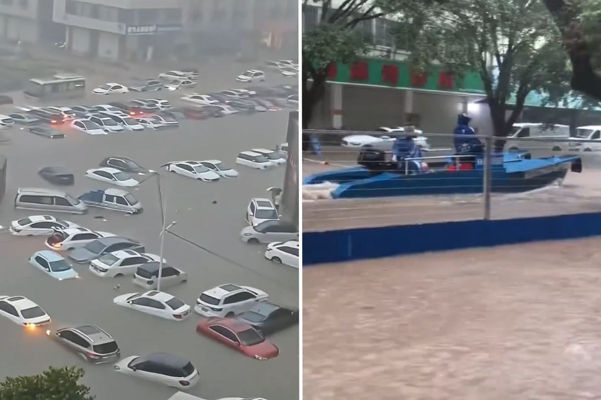 Çin\'in Qinzhou şehri tamamen sulara gömüldü