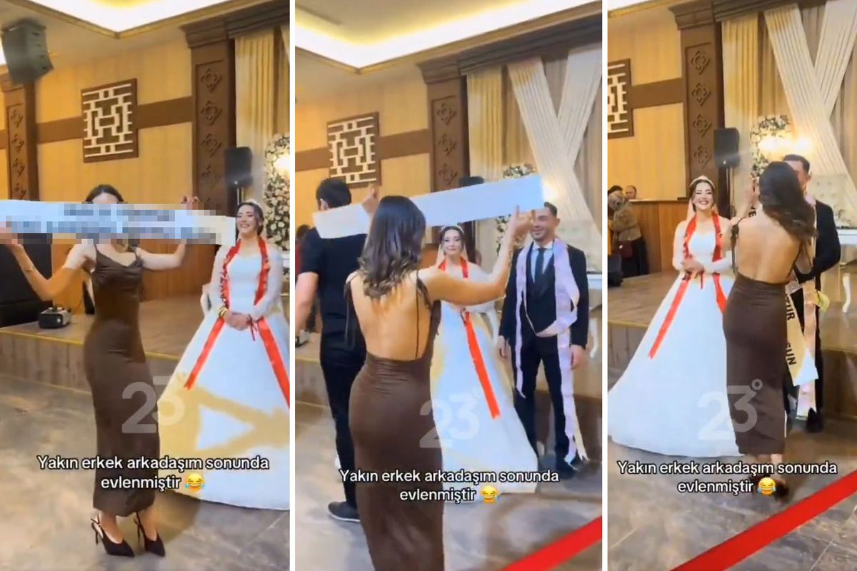 Düğünde açtığı pankarta bakın! "Daha neler göreceğiz" dedirten görüntü