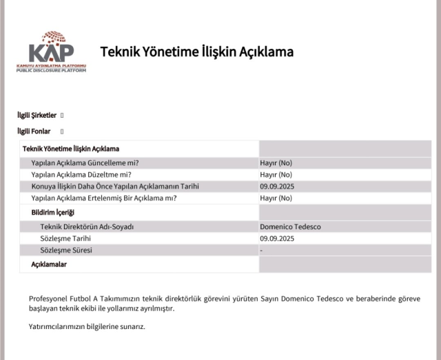 Fenerbahçe'de Tedesco dönemi resmen bitti! İşte ödenen tazminat