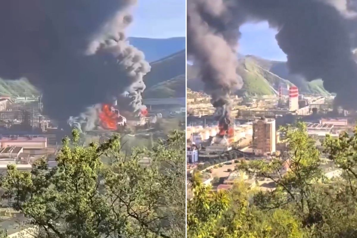 Ukrayna, Rusya\'daki petrol rafinerisini vurdu! Alevler gökyüzünü kapladı