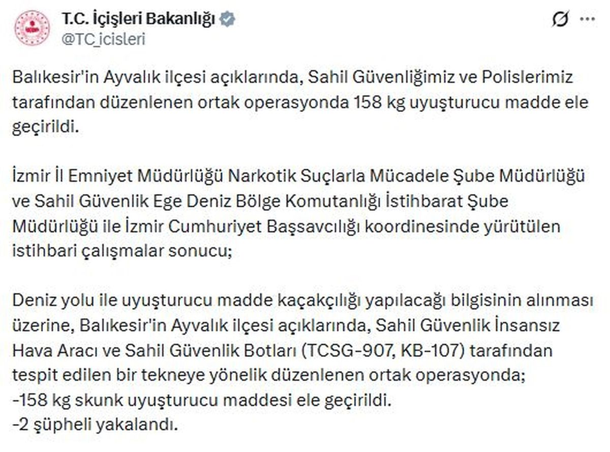 Ayvalık\'ta Uyuşturucu Operasyonu: 158 kg Ele Geçirildi