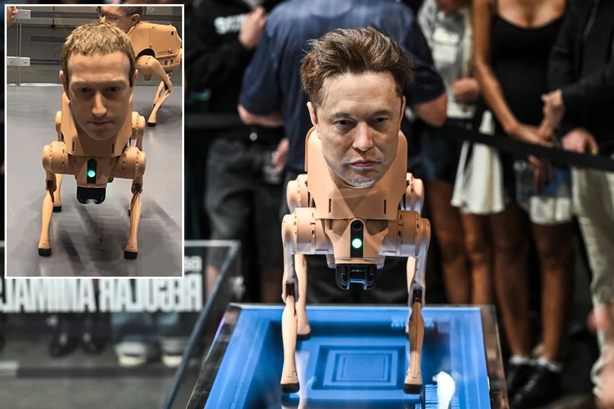Berlin\'de sıra dışı sergi! Musk ve Zuckerberg kafalı robot köpekler gündemde