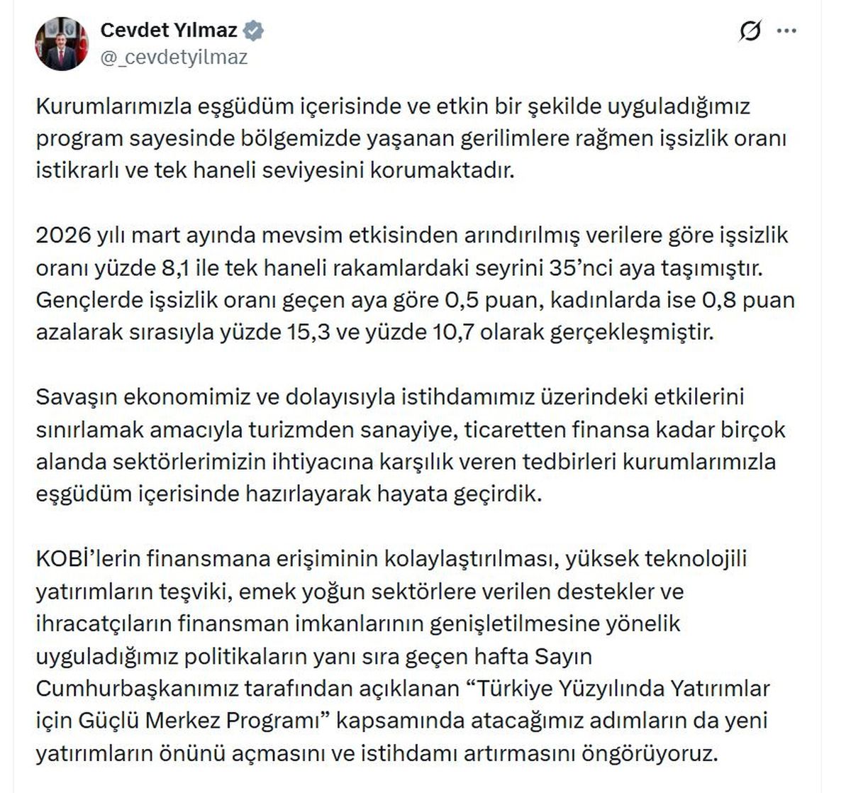 İşsizlik Oranı Tek Haneli Seviyede
