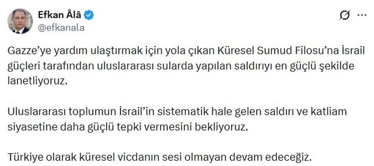 Efkan Ala\'dan İsrail\'e Tepki
