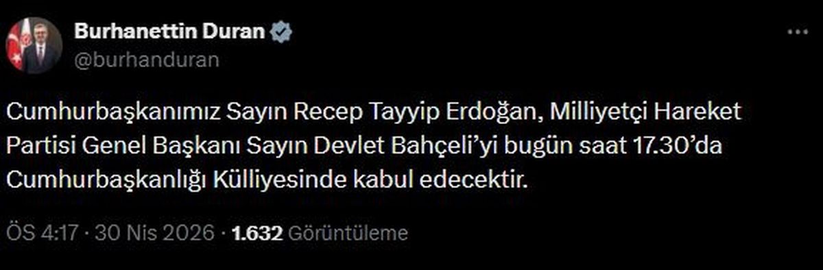 Cumhurbaşkanı Erdoğan, Bahçeli\'yi kabul edecek