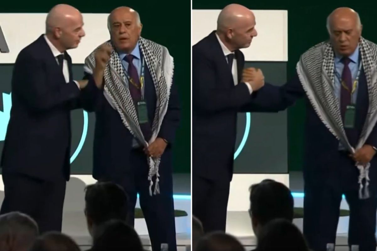 Infantino\'dan skandal hareket! Filistin Futbol Federasyonu Başkanı sahneyi terk etti
