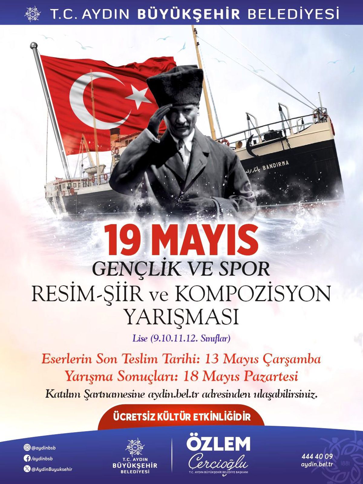 Aydın Büyükşehir\'den 19 Mayıs temalı şiir ve kompozisyon yarışması
