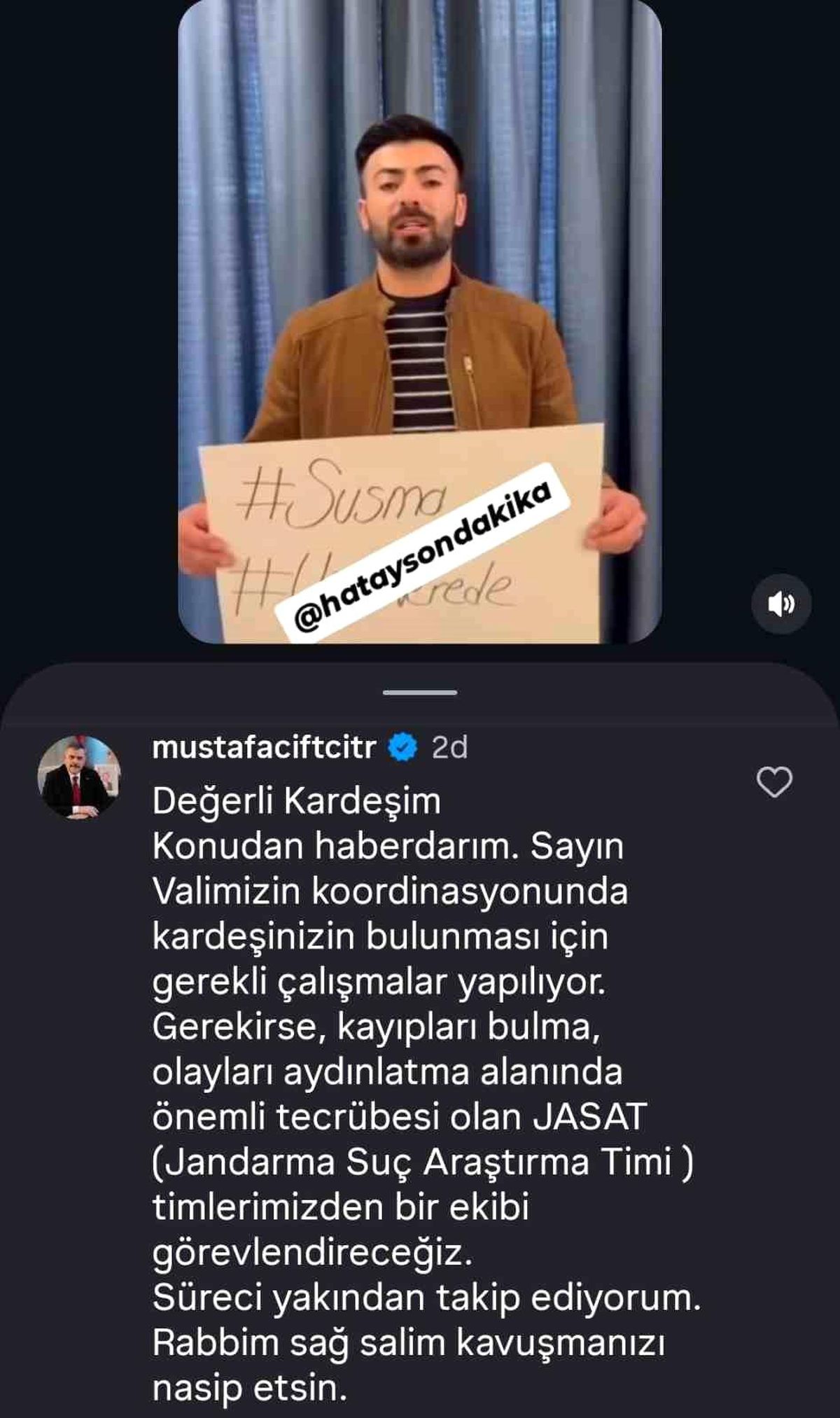Bakan Çiftçi\'den Kayıp Kardeş Açıklaması