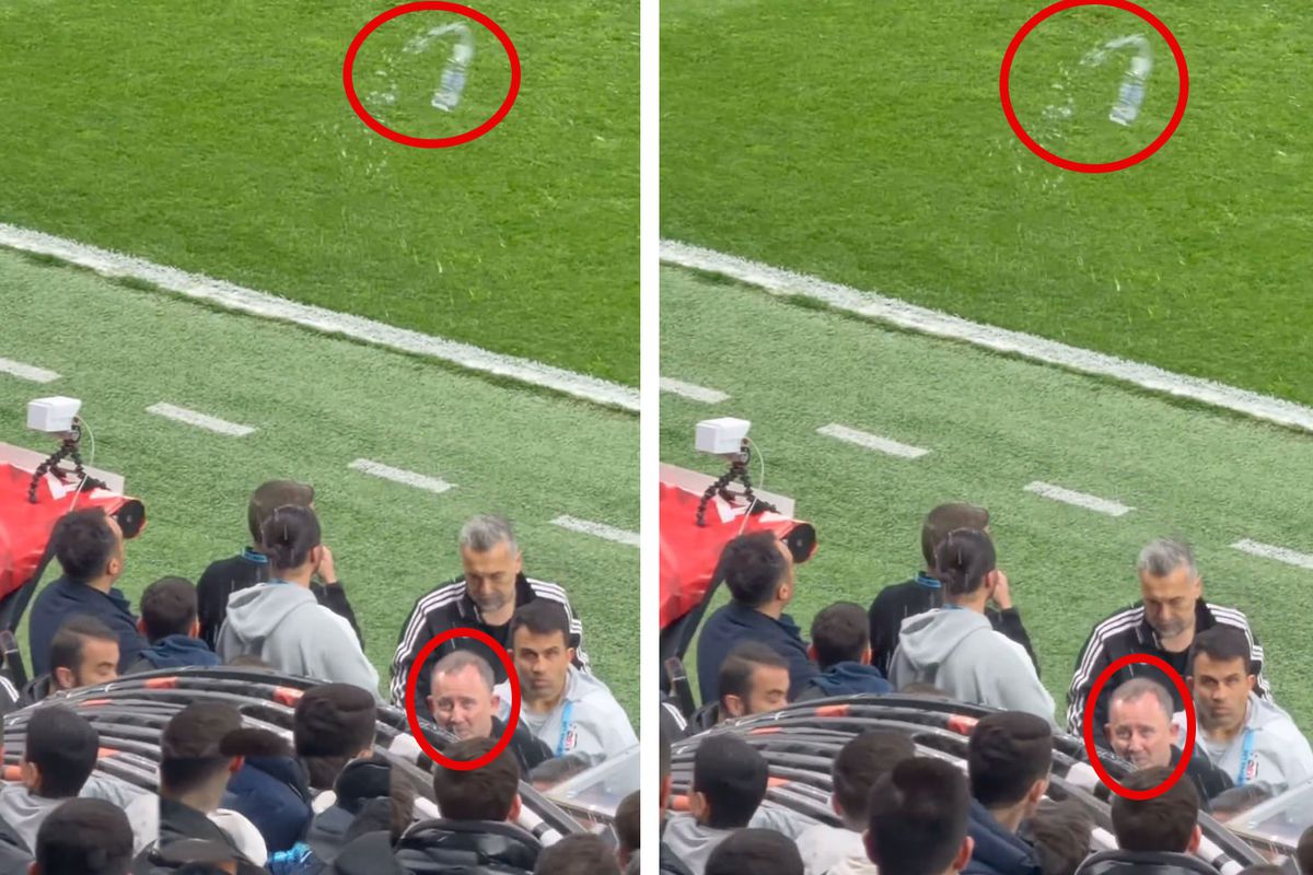 Beşiktaş taraftarı Sergen Yalçın\'a su şişesi fırlattı