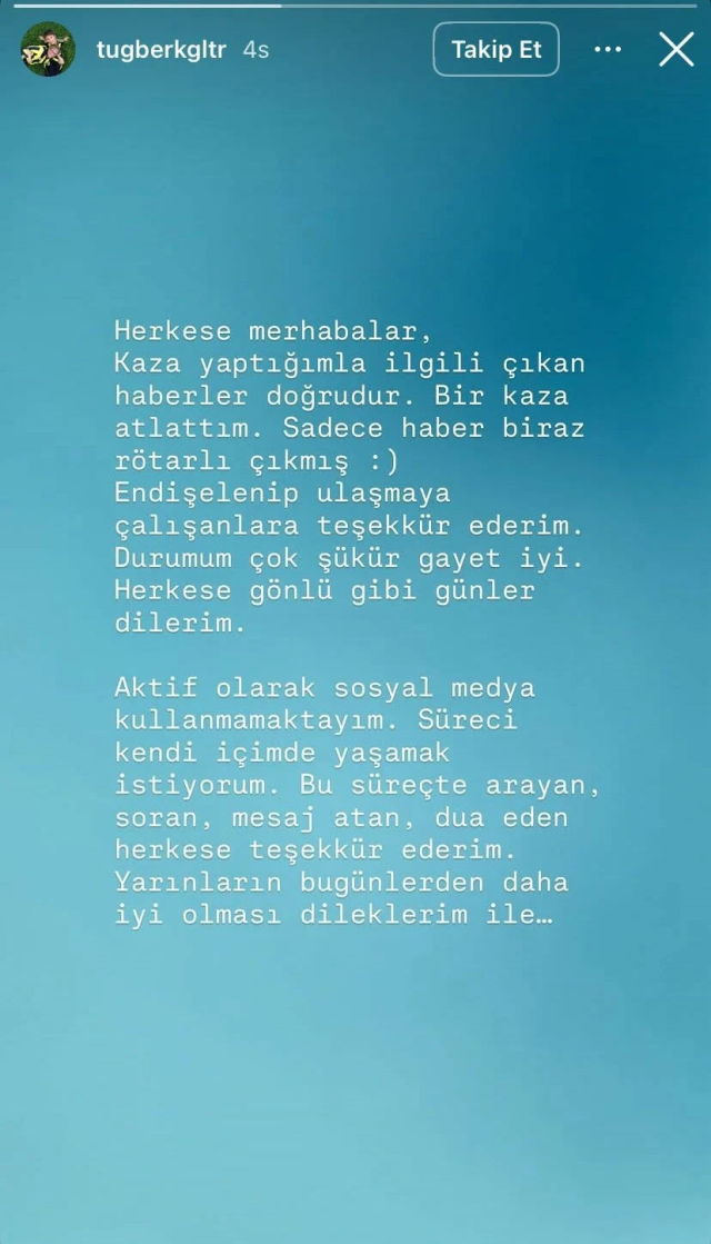 Güllü'nün oğlu Tuğberk Yağız Gülter kaza geçirdi