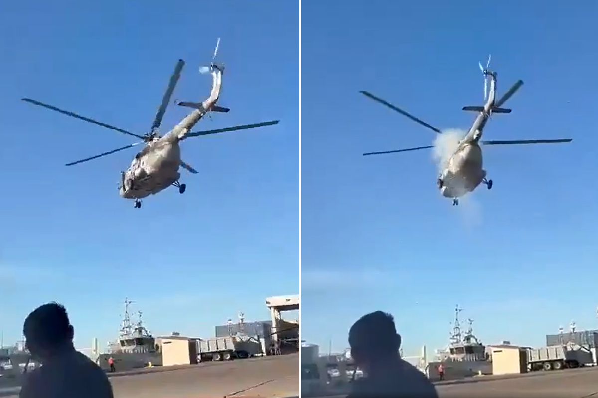 Meksika ordusuna ait helikopter, kalkıştan hemen sonra düştü