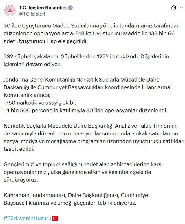 Uyuşturucu Operasyonunda 518 Kilogram Ele Geçirildi