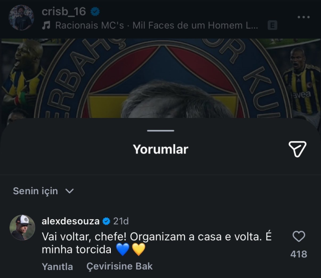 Alex de Souza, Fenerbahçe'deki başkanlık seçiminde tarafını belli etti