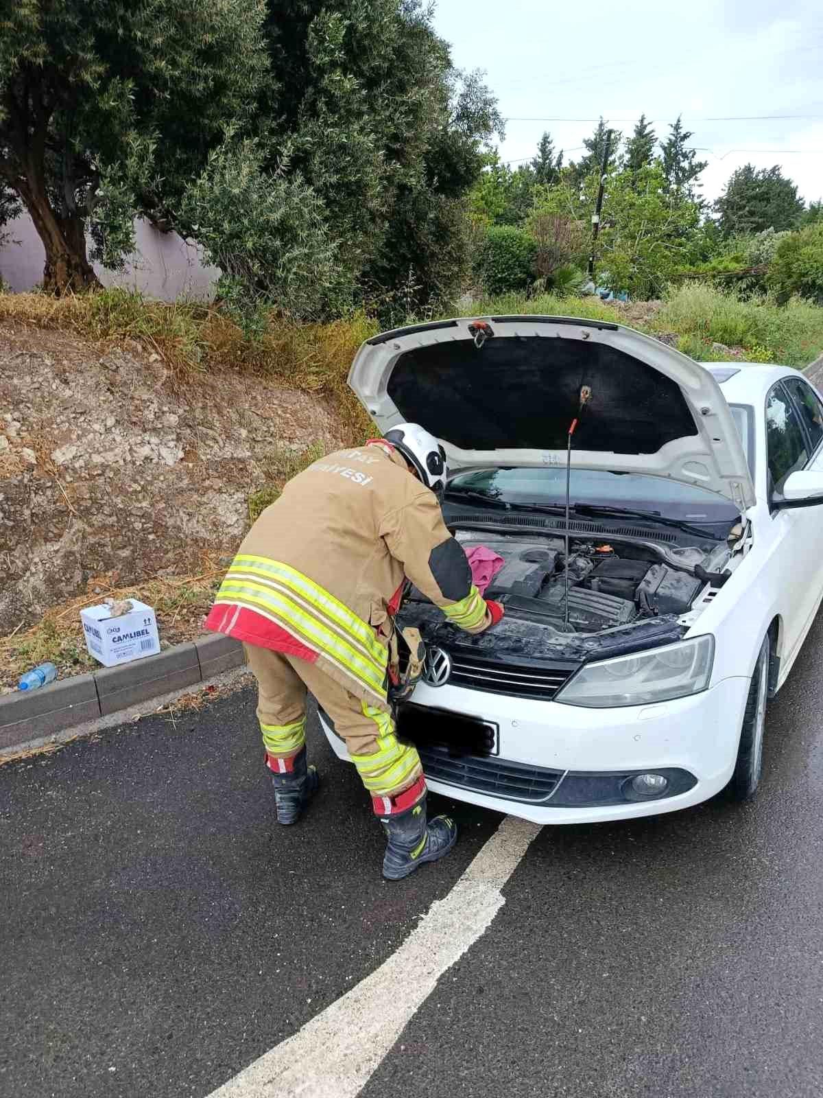 Arsuz\'da otomobilin motoruna giren kediler kurtarıldı