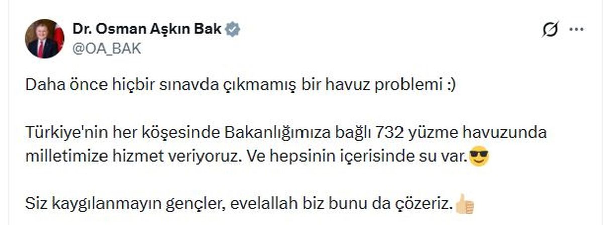Bakan Bak\'tan Havuz Tepkisi