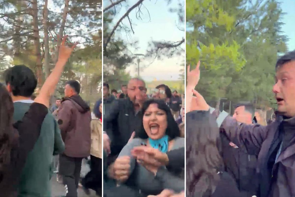ODTÜ\'den yeni görüntü! Genç kız bozkurt işareti yaptı, ortalık karıştı: Kırarım o elini