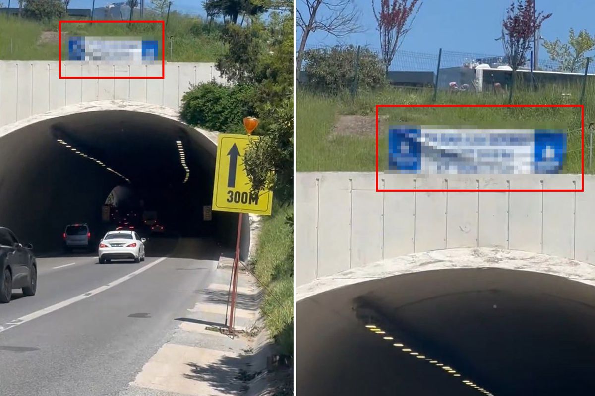 Tünel üzerine asılan yazıyı gösteren vatandaş, yazılan 20 TL\'lik cezaya isyan etti