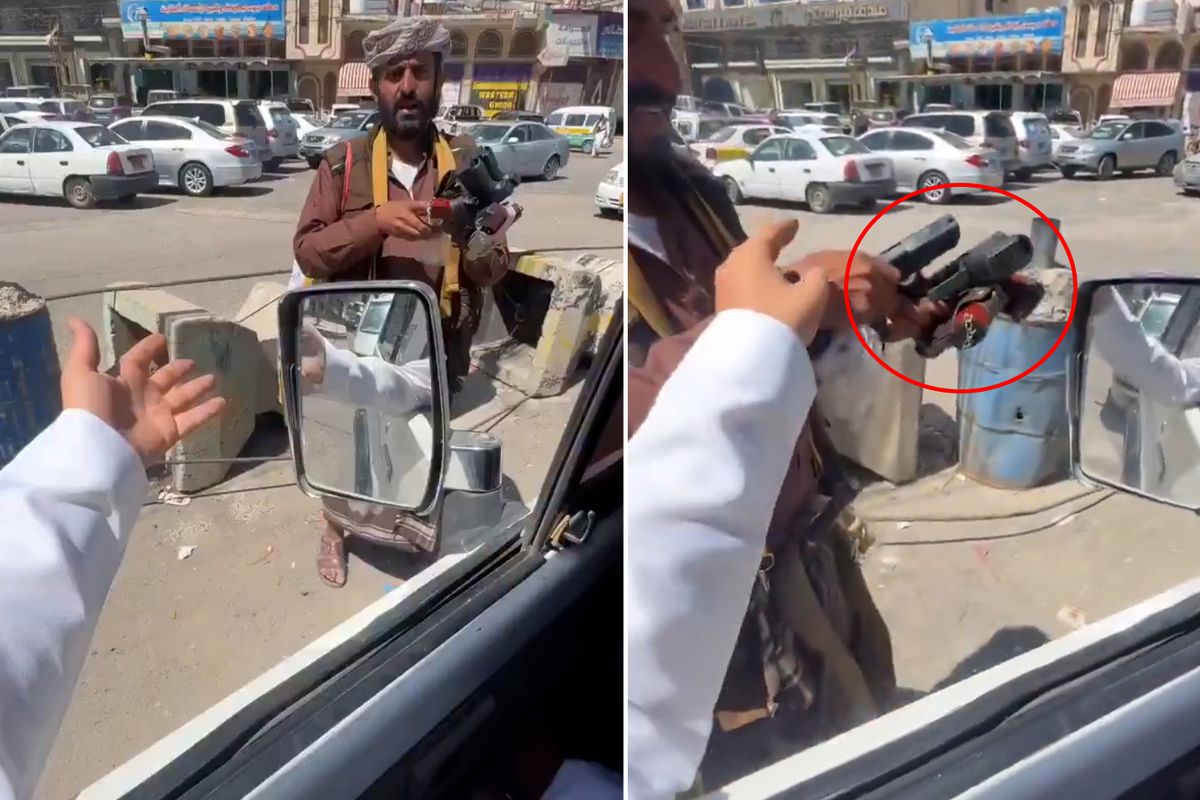Yemen\'de pes dedirten görüntü! Araçların arasında su değil tabanca satılıyor